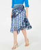 INC Womens New Navy Printed Below The Knee A-Line Casual Skirt Small